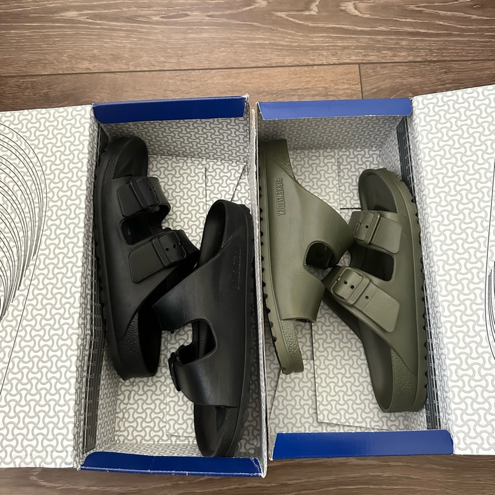 Birkenstock Black and Olive Sandals
